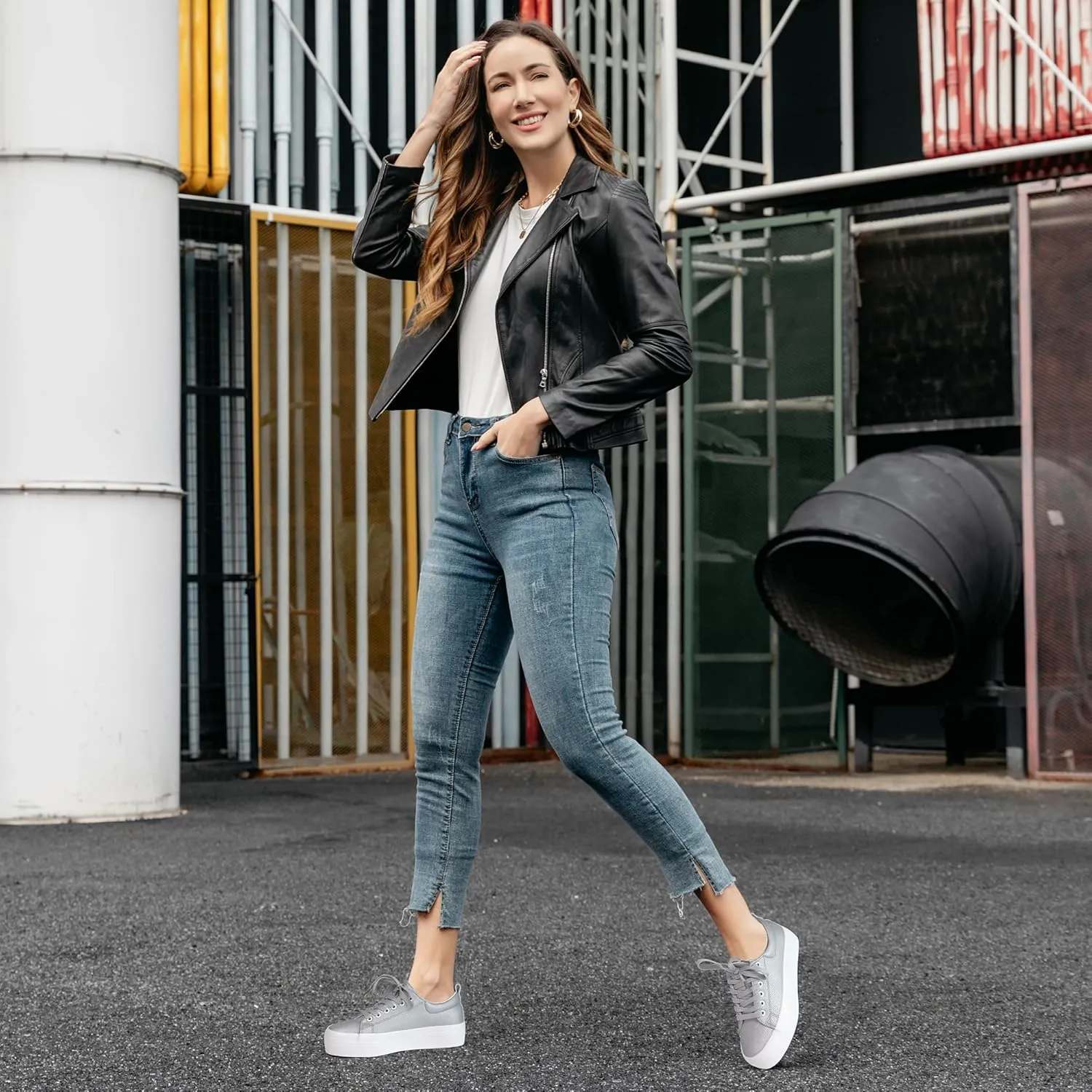 JABASIC Women Lace Up Platform Sneakers Comfortable Casual Fashion Sneaker Walking Shoes