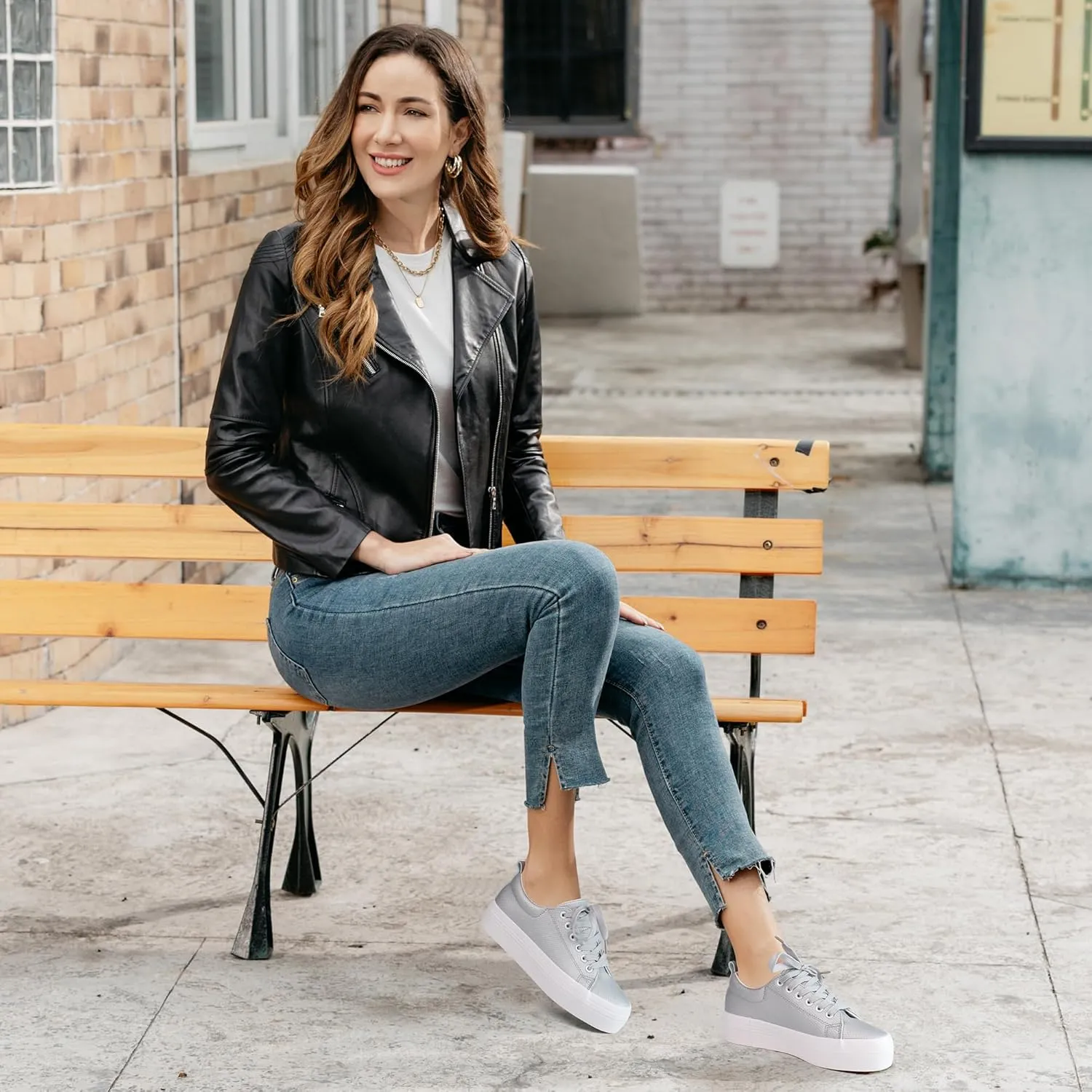 JABASIC Women Lace Up Platform Sneakers Comfortable Casual Fashion Sneaker Walking Shoes