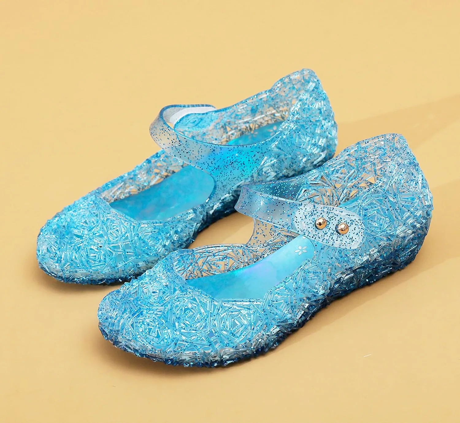 Jelly Shoes for Girls, Snow Queen Princess Birthday Sandals for Little Girls, Blue Toddler Glitter Sandals Size 9, Frozen Inspired Party Cosplay Costumes Dress Flats