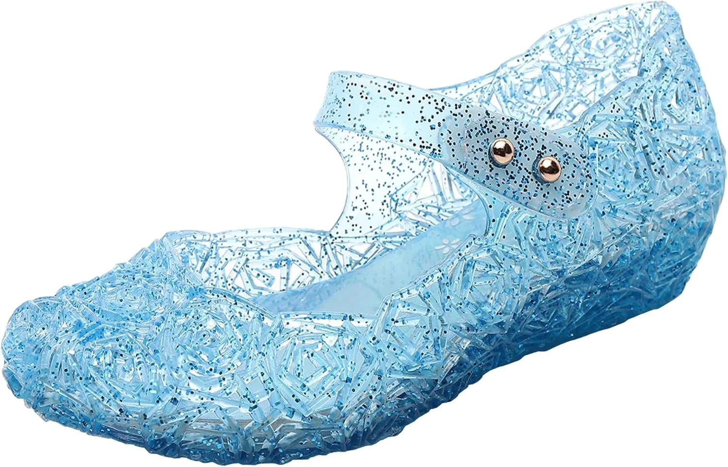 Jelly Shoes for Girls, Snow Queen Princess Birthday Sandals for Little Girls, Blue Toddler Glitter Sandals Size 9, Frozen Inspired Party Cosplay Costumes Dress Flats