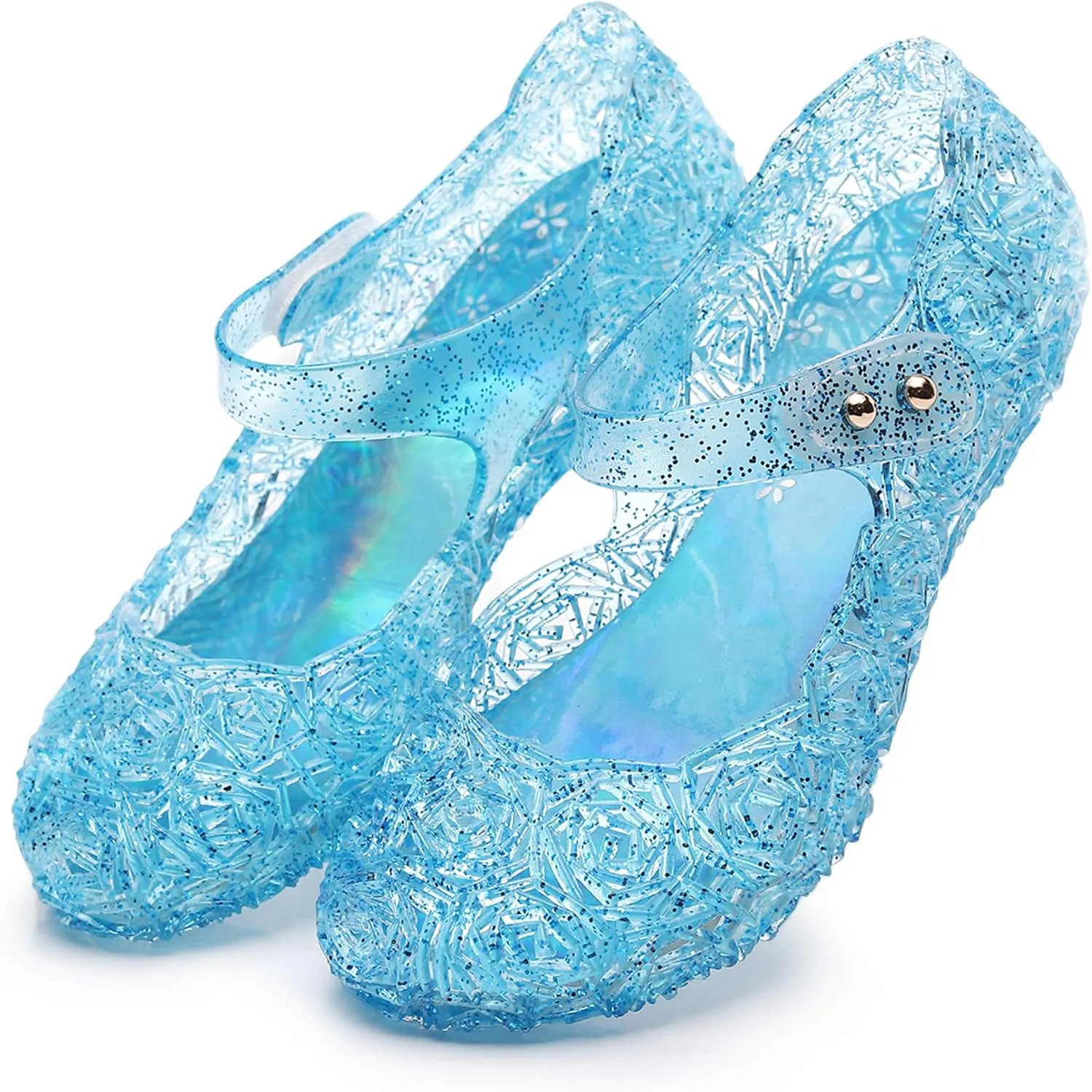 Jelly Shoes for Girls, Snow Queen Princess Birthday Sandals for Little Girls, Blue Toddler Glitter Sandals Size 9, Frozen Inspired Party Cosplay Costumes Dress Flats
