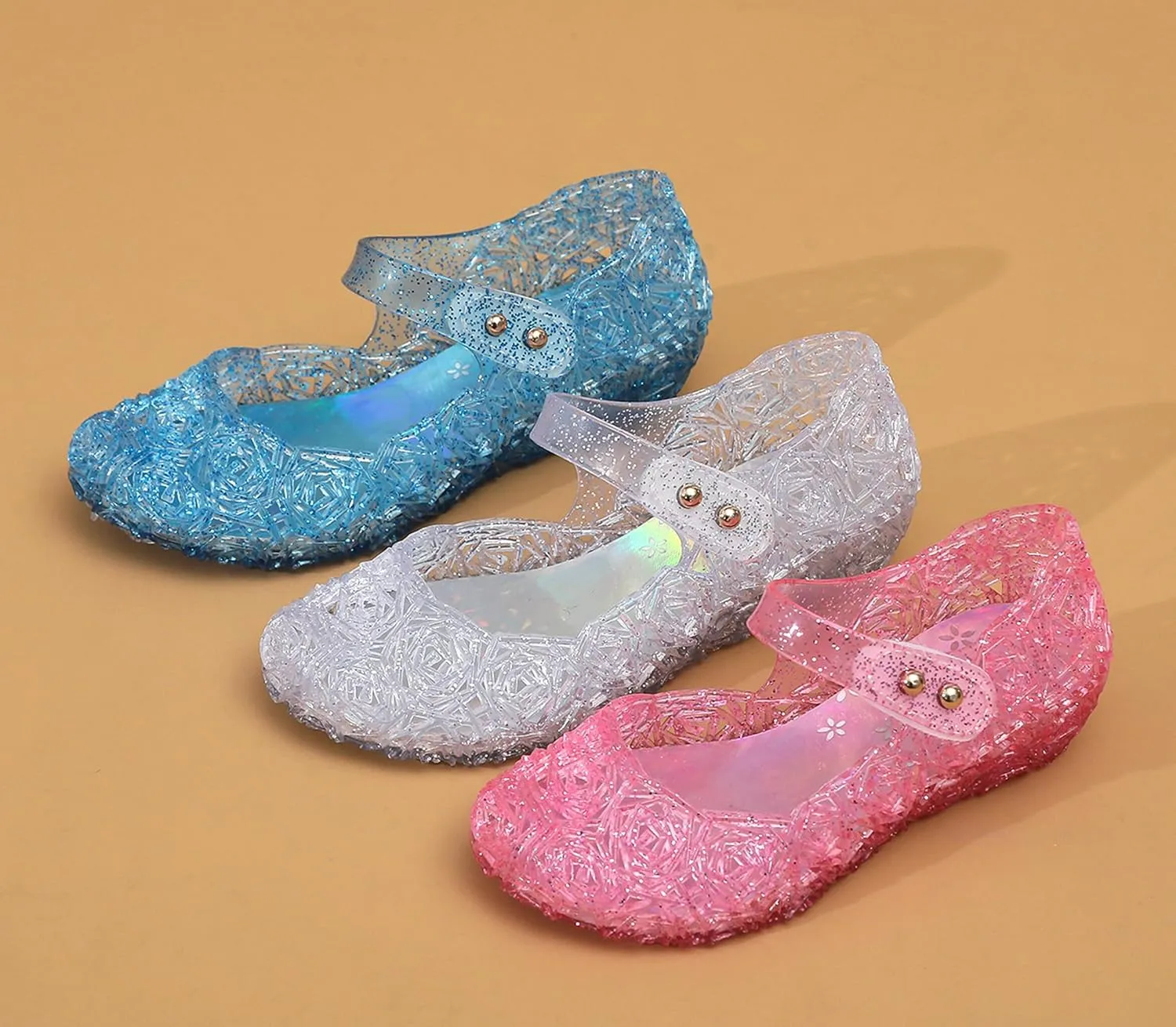 Jelly Shoes for Girls, Snow Queen Princess Birthday Sandals for Little Girls, Blue Toddler Glitter Sandals Size 9, Frozen Inspired Party Cosplay Costumes Dress Flats