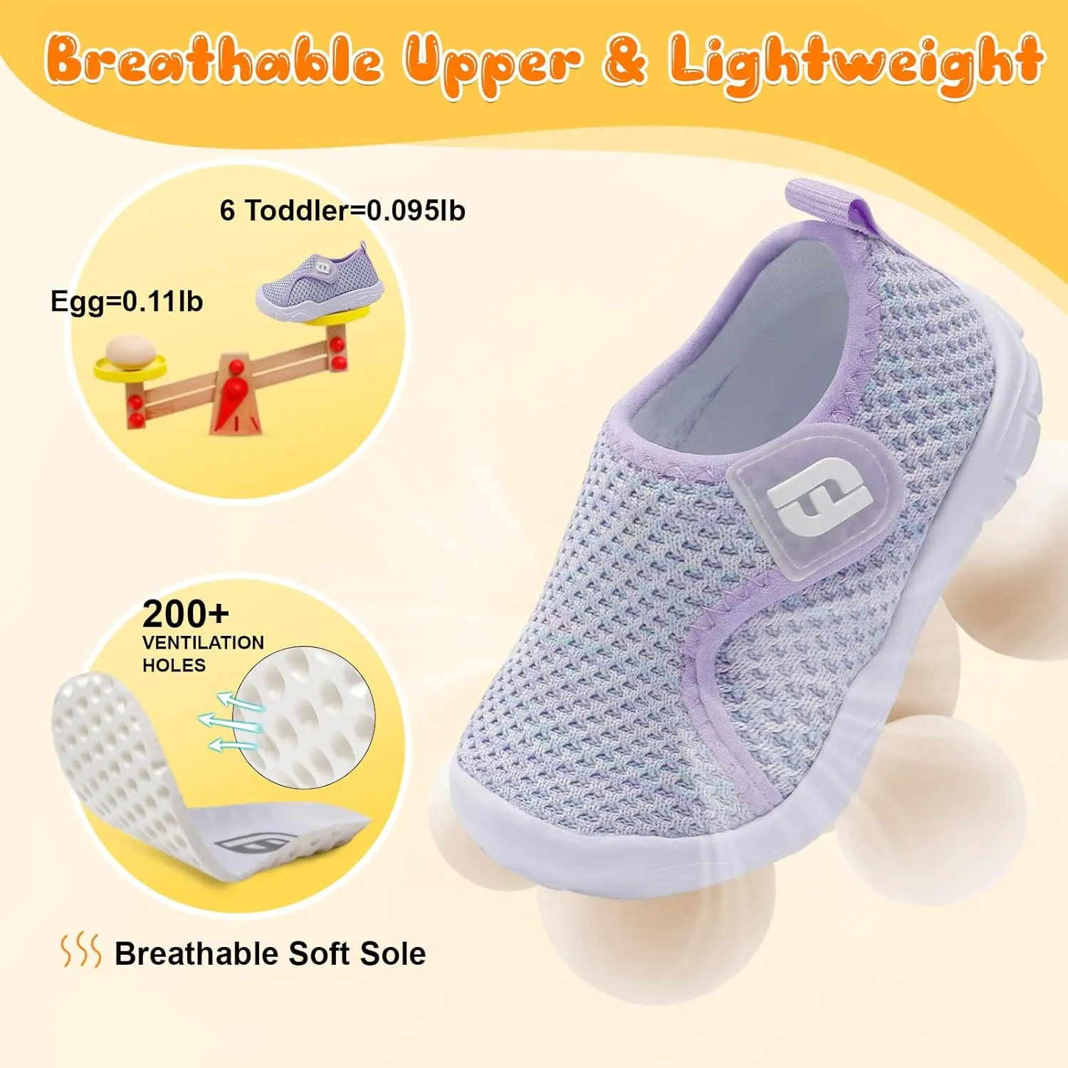 JOINFREE Toddler Boys Girls Barefoot Shoes Breathable Kids Sneakers Lightweight Walking Shoes Slip On Tennie Shoes Wide School Shoes