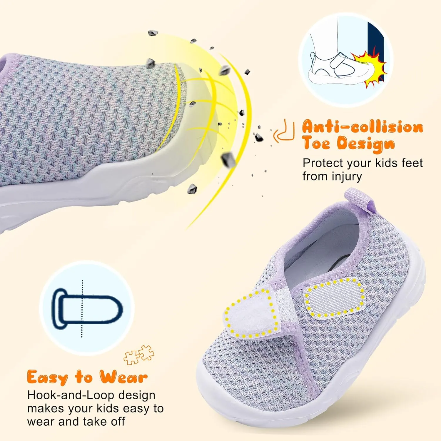 JOINFREE Toddler Boys Girls Barefoot Shoes Breathable Kids Sneakers Lightweight Walking Shoes Slip On Tennie Shoes Wide School Shoes