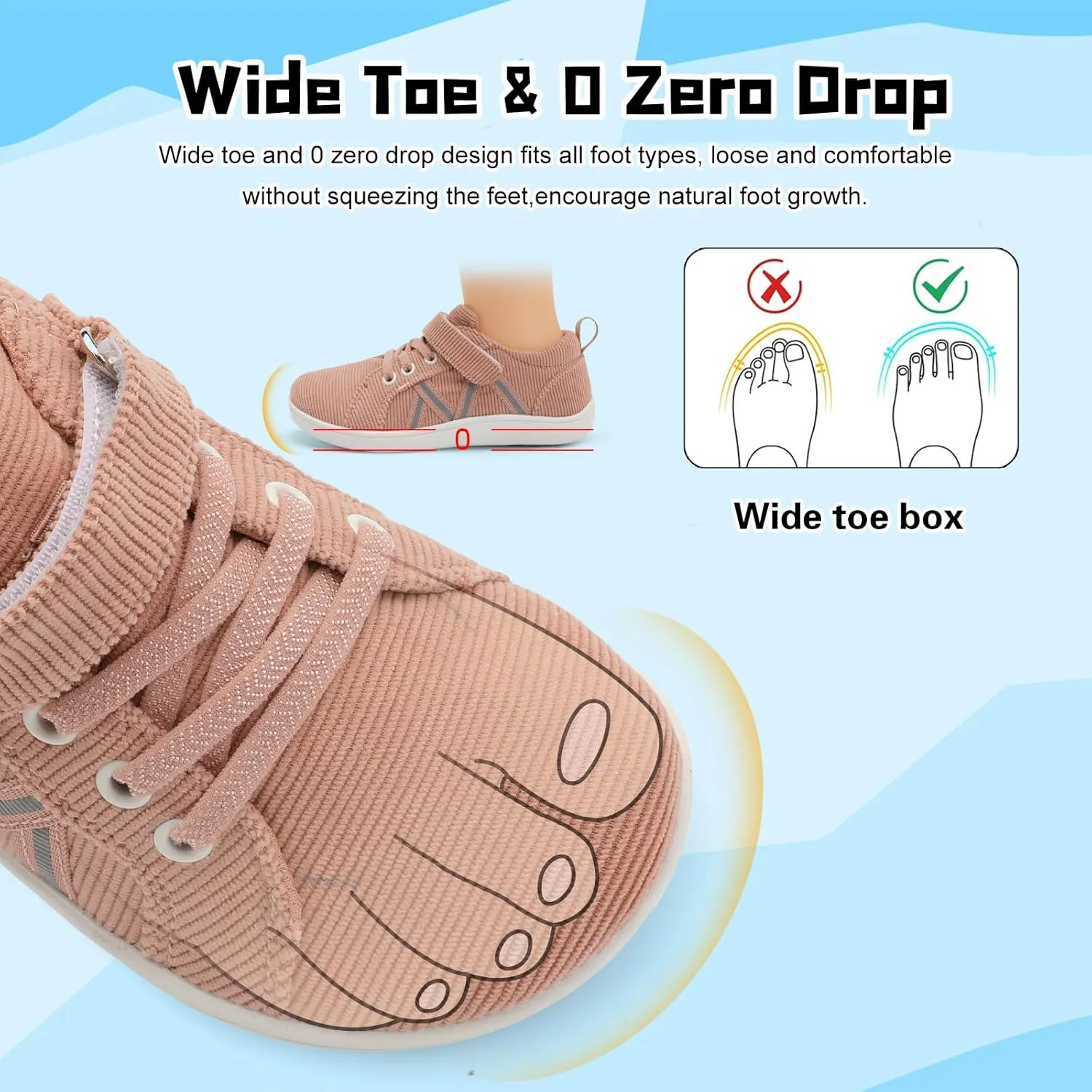 JOINFREE Toddler Shoes Boys Girls Wide Barefoot Shoes Little Kids Minimalist Sneakers Zero Drop Casual Walking Shoes Breathable Tennis Shoes Indoor Outdoor