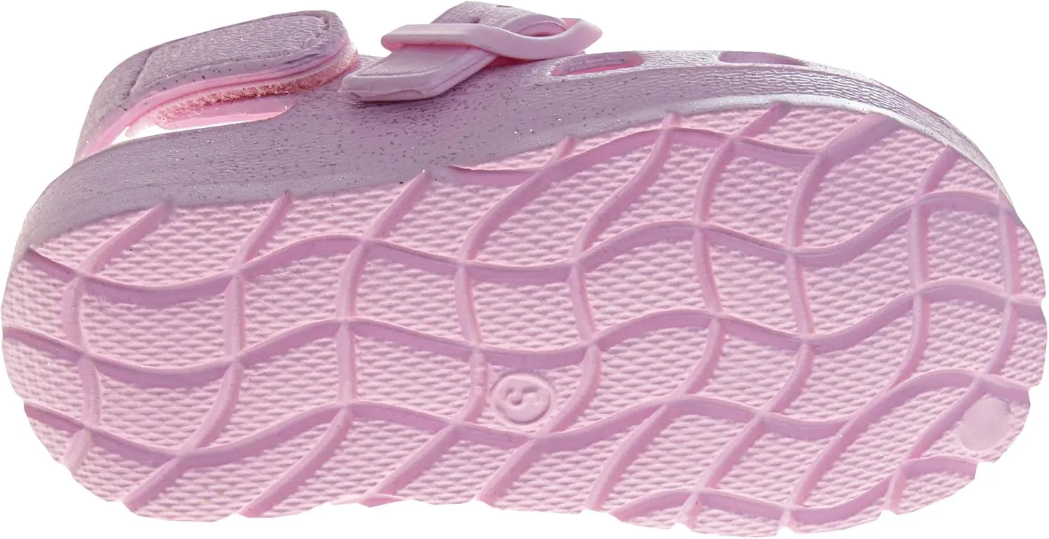 Josmo Kids Soft Glitter Clogs Girls Slides Slippers Indoor Outdoor Summer Beach Pool Sandals (Size 5-10 Toddler)