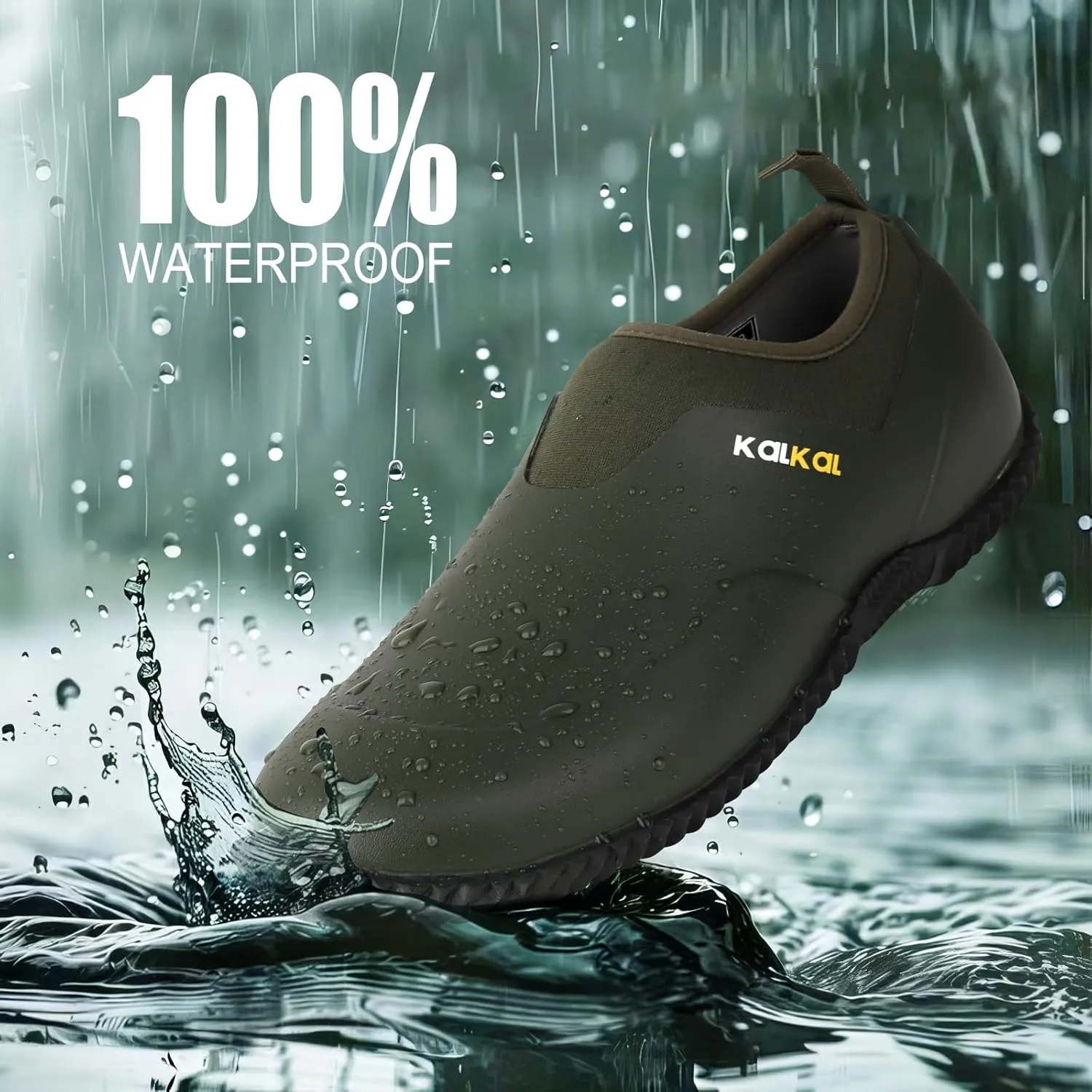 Kalkal Unisex Waterproof Garden Shoes, Men's Garden Boots,Women's Rain Shoes, Neoprene Rubber Footwear for Camping, Lawn Care, Gardening, Car Wash and Yard Work(Size 6-14)