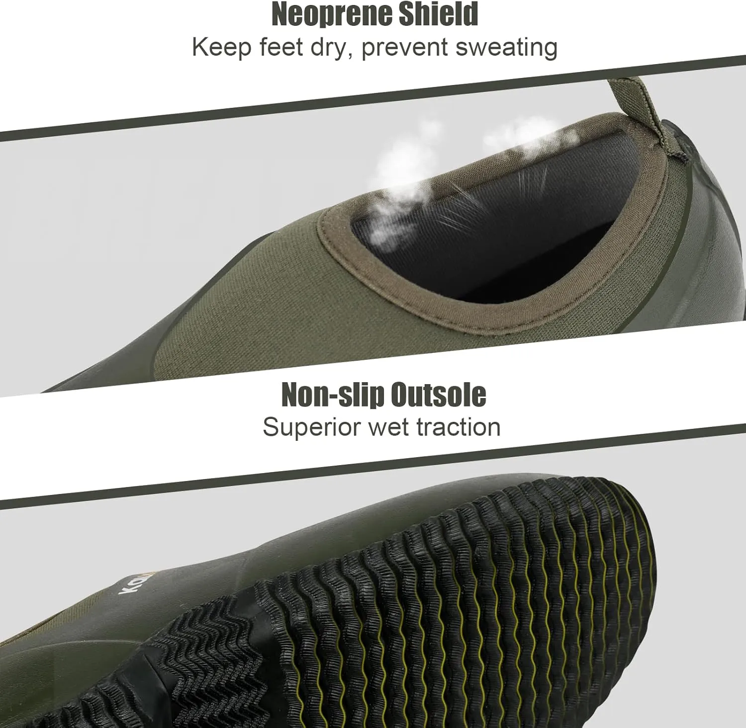 Kalkal Unisex Waterproof Garden Shoes, Men's Garden Boots,Women's Rain Shoes, Neoprene Rubber Footwear for Camping, Lawn Care, Gardening, Car Wash and Yard Work(Size 6-14)