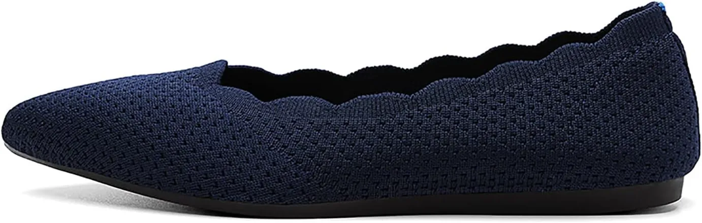 KBZone Women's Knit Ballet Flats Fashion Pointed Toe Walking Shoes Casual Slip-on Ballet Shoes