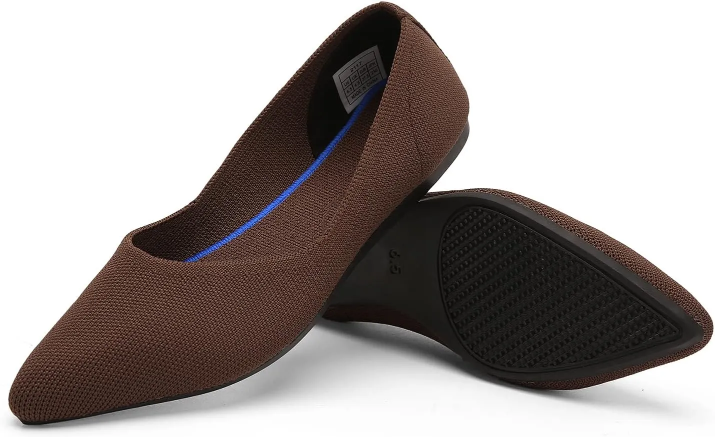 KBZone Women's Knit Ballet Flats Fashion Pointed Toe Walking Shoes Casual Slip-on Ballet Shoes