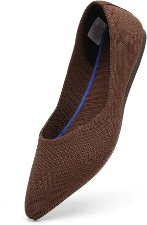 KBZone Women's Knit Ballet Flats Fashion Pointed Toe Walking Shoes Casual Slip-on Ballet Shoes