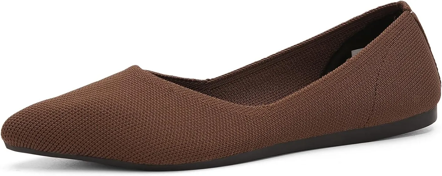 KBZone Women's Knit Ballet Flats Fashion Pointed Toe Walking Shoes Casual Slip-on Ballet Shoes