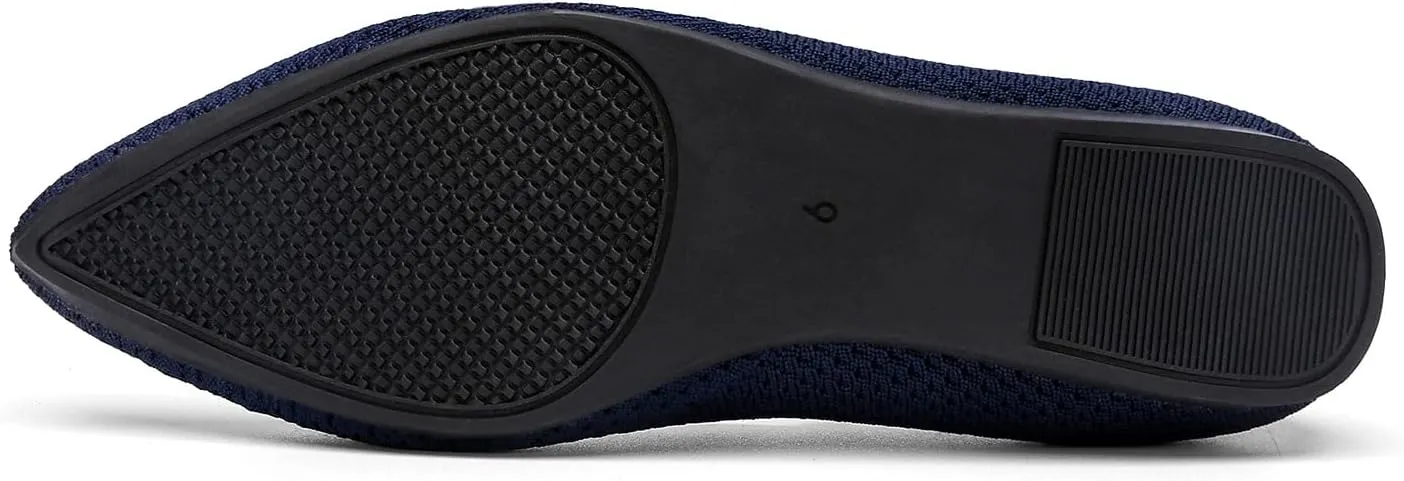 KBZone Women's Knit Ballet Flats Fashion Pointed Toe Walking Shoes Casual Slip-on Ballet Shoes