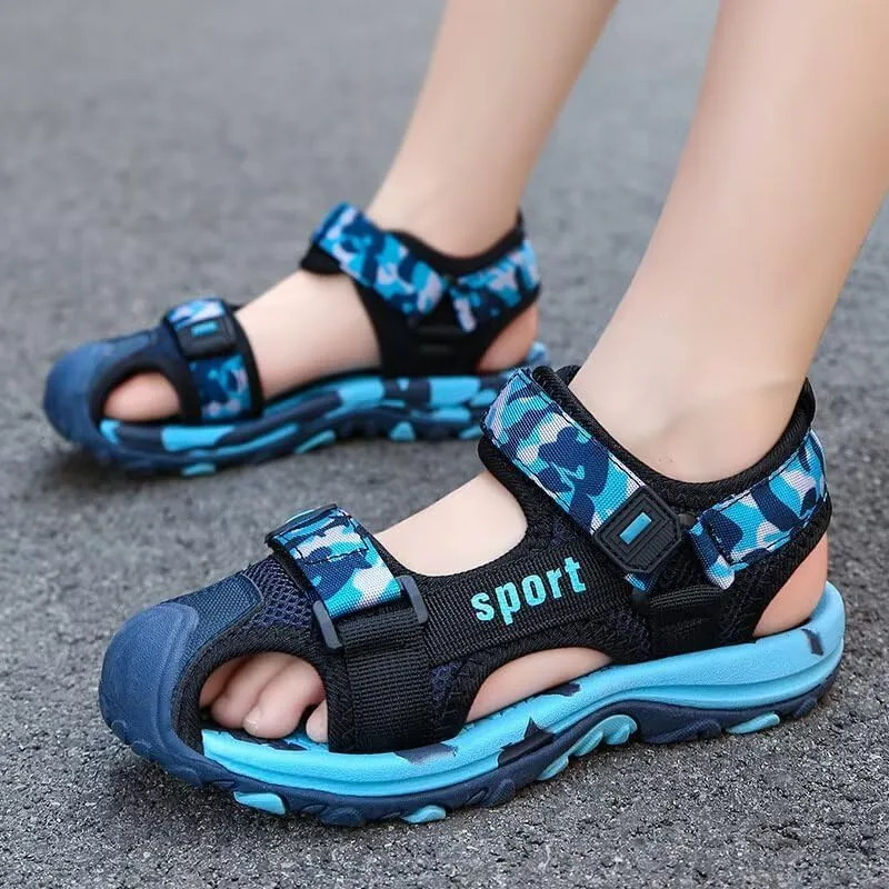 Kids Boy Breathable Closed Toe Sport Sandals for Summer Outdoor Walking Running Beach