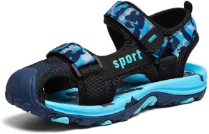 Kids Boy Breathable Closed Toe Sport Sandals for Summer Outdoor Walking Running Beach