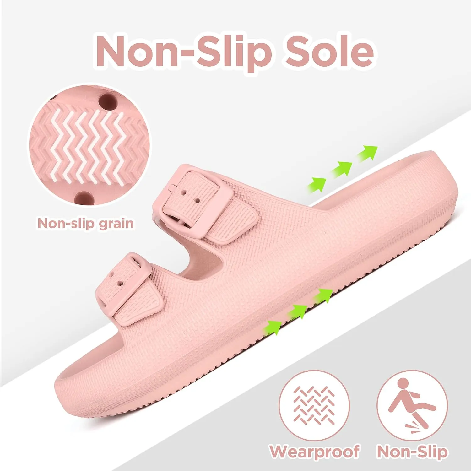 Kids Cloud Slides Girls Boys Double Buckle Slip On Sandals Youth Adjustable Flip Flops Summer Soft Pillow Slippers EVA Flat Beach Pool Shower Shoes