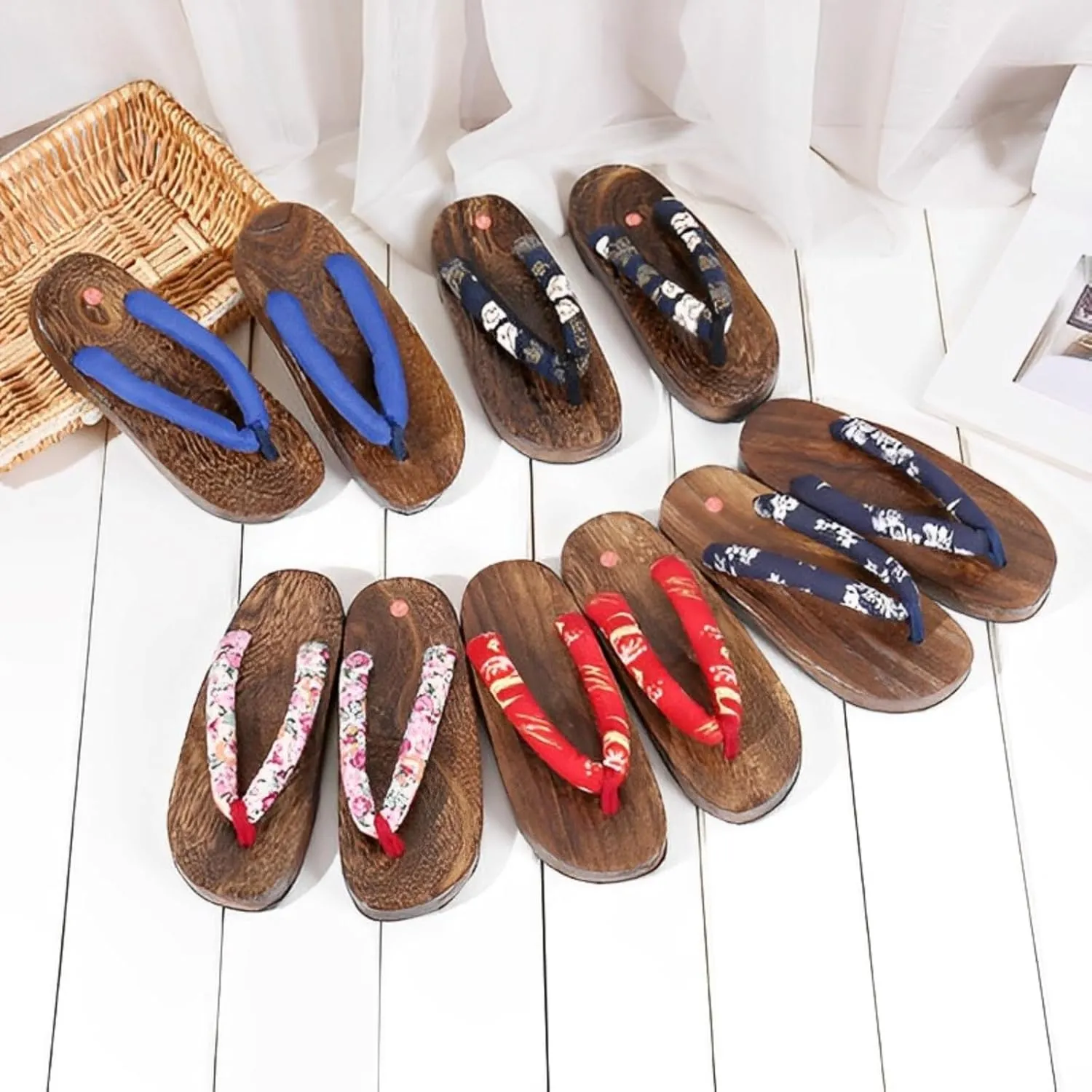 Kids Japanese Traditional Shoes Wooden Sandals Geta Clog nezuko Cosplay Boys Girls Costume