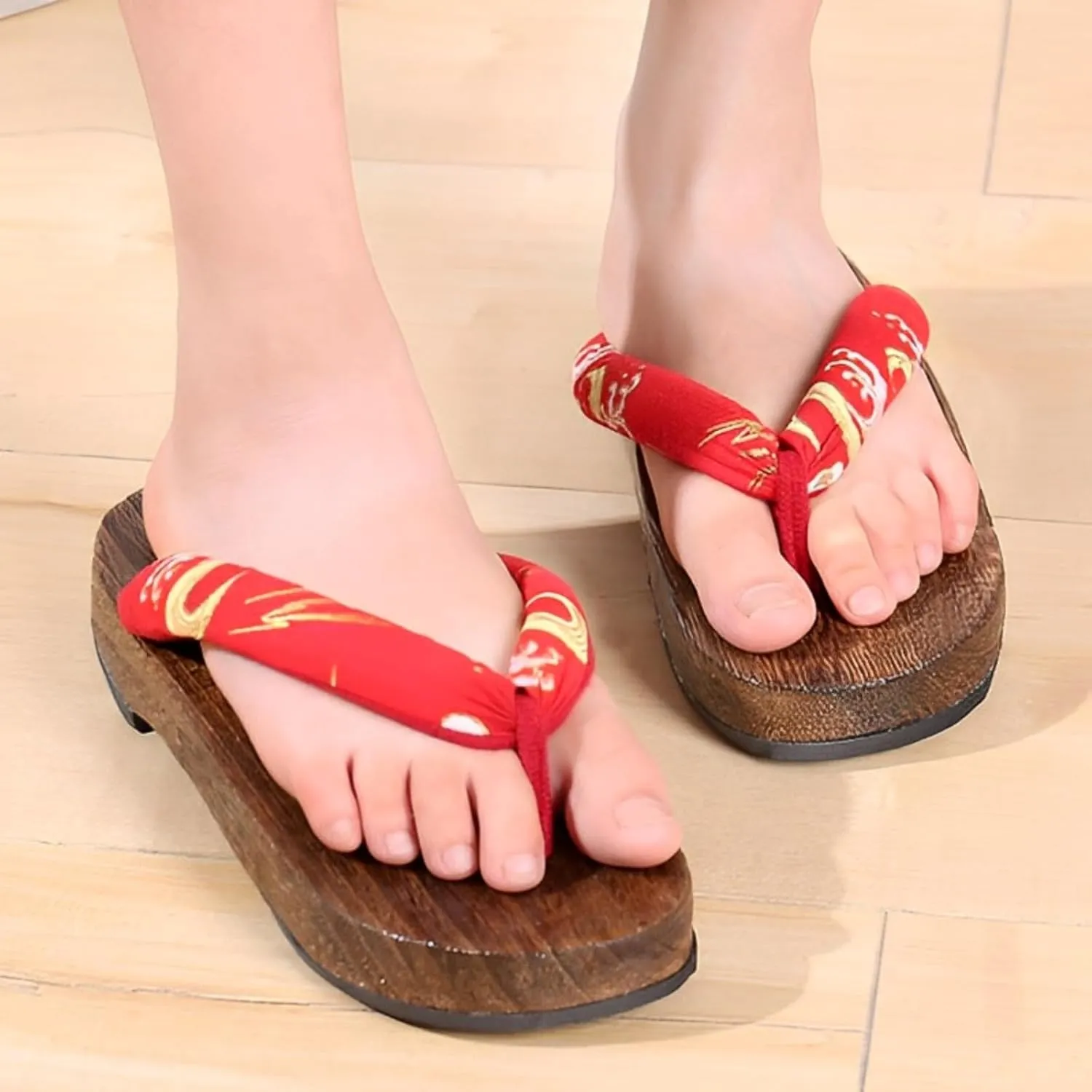 Kids Japanese Traditional Shoes Wooden Sandals Geta Clog nezuko Cosplay Boys Girls Costume