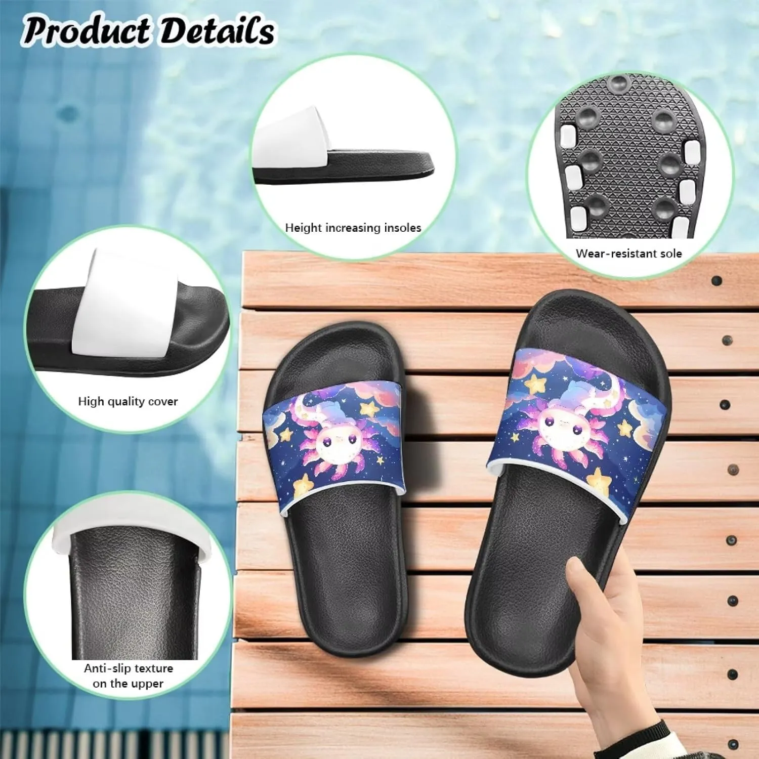 Kids Slide Sandals Waterproof Boys Slide-on Shoes Sandals for Girls