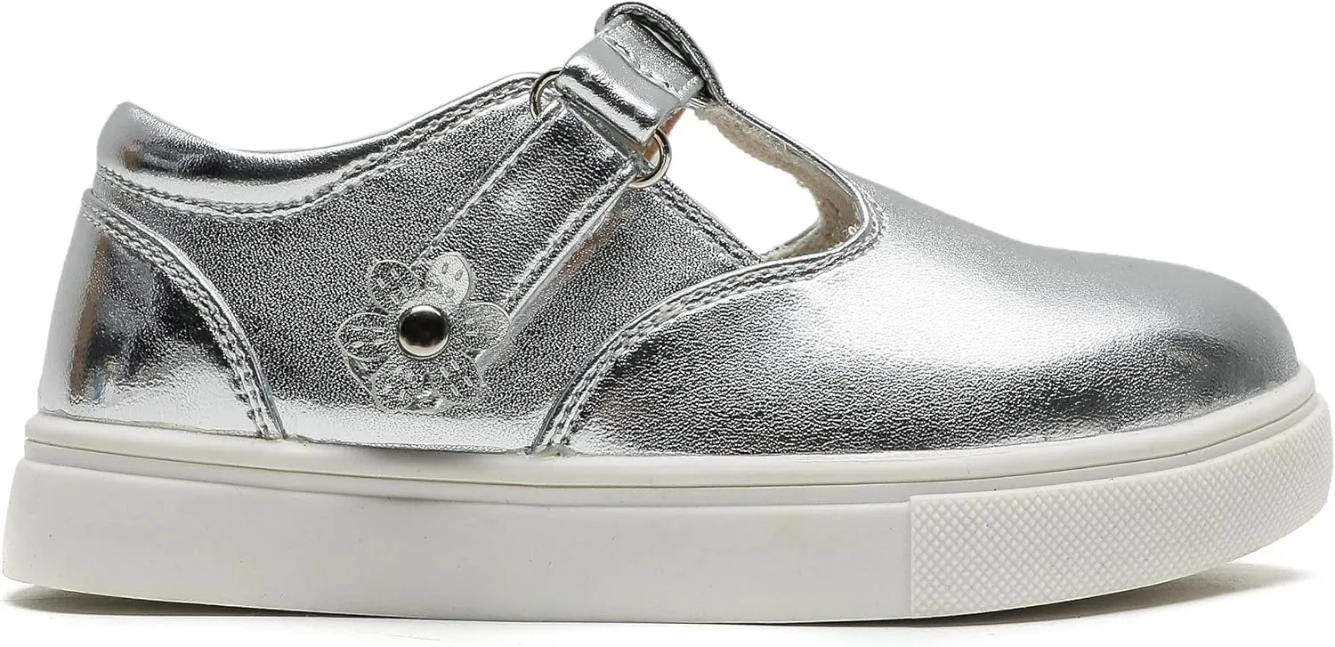 kkdom Toddler/Little Kid/Girls T-Strap Mary Jane Sneaker