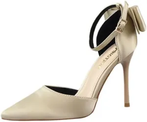 Korean version of sweet beauty shoes with thin heels, high heels, shallow mouth, pointed silk, hollow back bow, and sandals