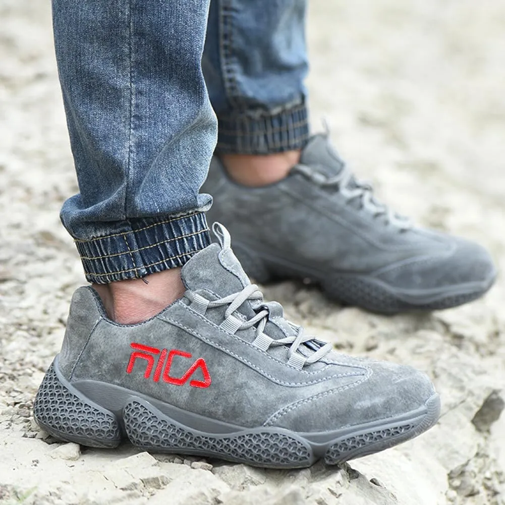 KUNWFNIX Steel Toe Sneakers for Men Women Lightweight Safety Shoes Comfortable Puncture Proof Slip On Composite Toe Work Shoes