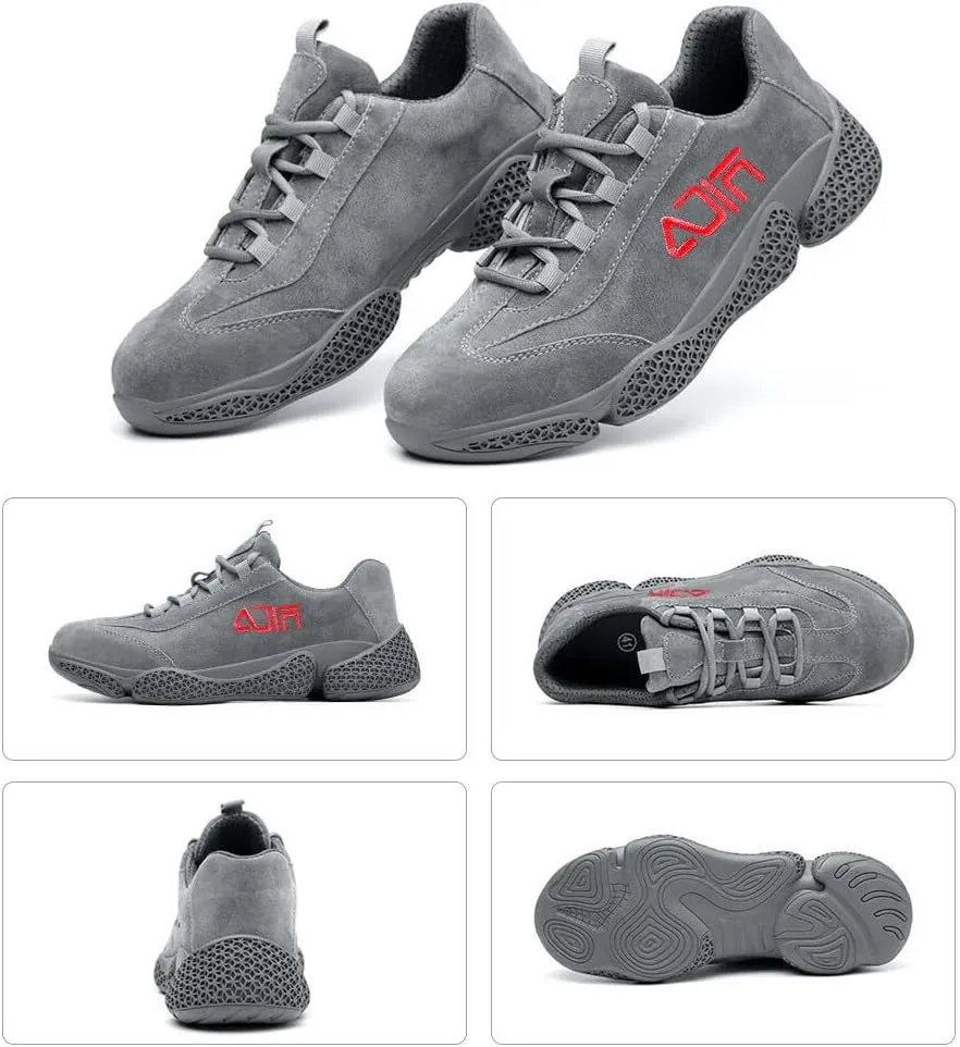 KUNWFNIX Steel Toe Sneakers for Men Women Lightweight Safety Shoes Comfortable Puncture Proof Slip On Composite Toe Work Shoes