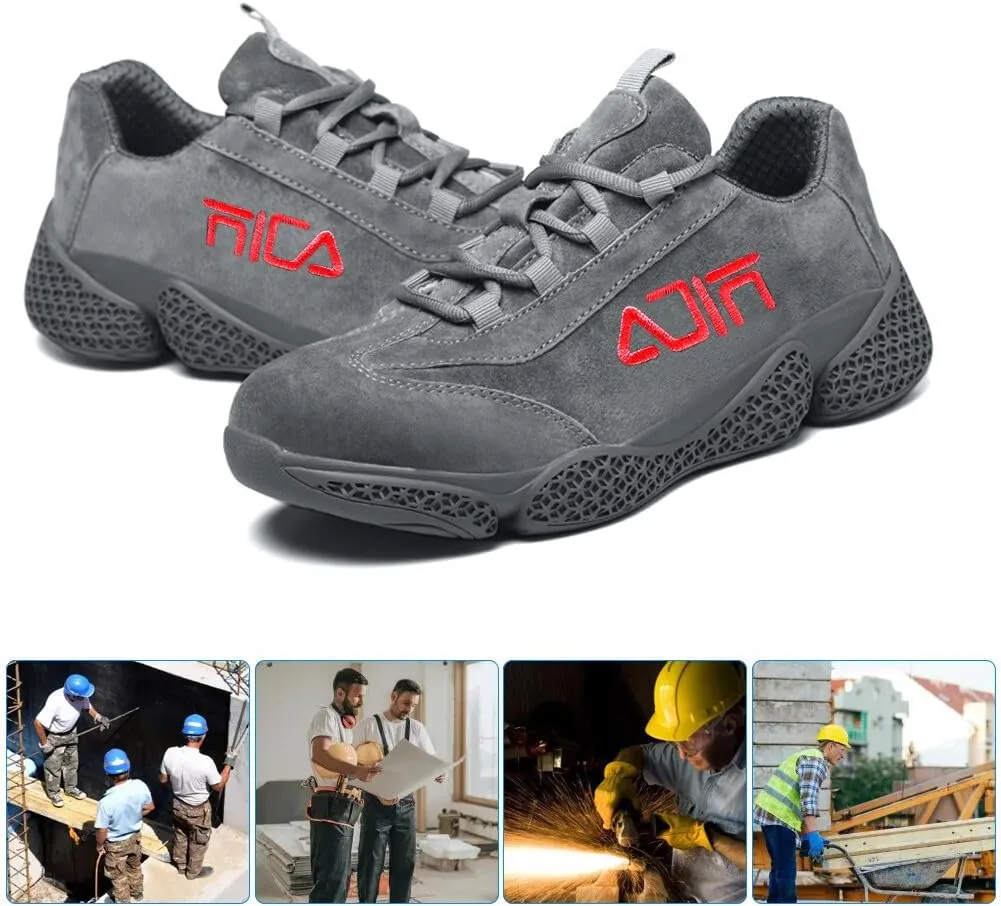 KUNWFNIX Steel Toe Sneakers for Men Women Lightweight Safety Shoes Comfortable Puncture Proof Slip On Composite Toe Work Shoes
