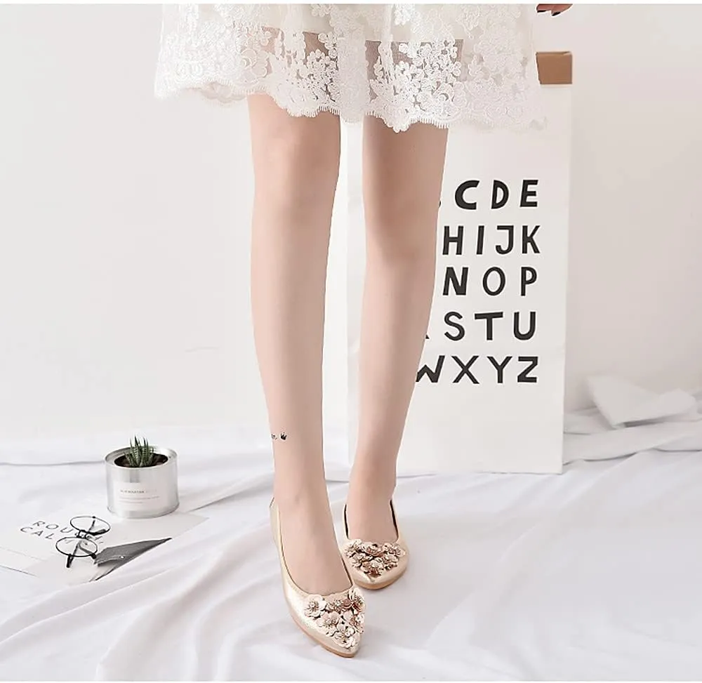 KUNWFNIX Women Ballet Flats Rhinestone Wedding Ballerina Shoes Foldable Sparkly Comfort Slip on Flat Shoes