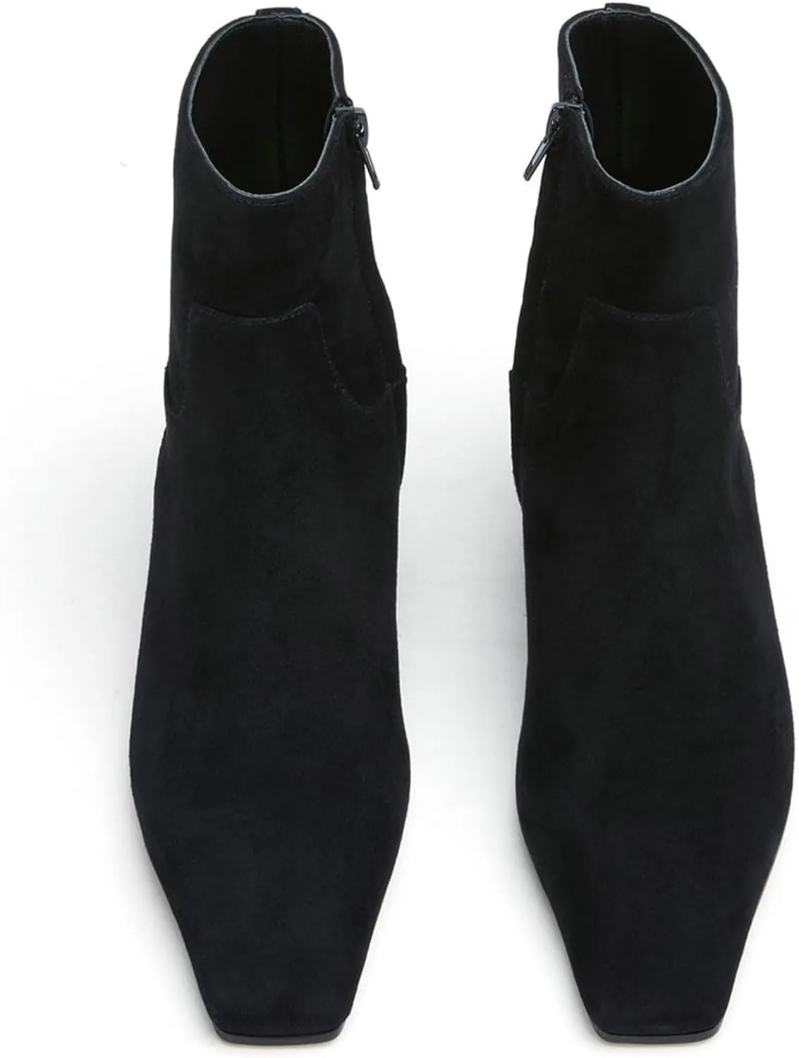 KysBloes Women Square Toe Ankle Boots Low Heel Booties Flats Winter Shoes Comfortable Side Zip Short Boots