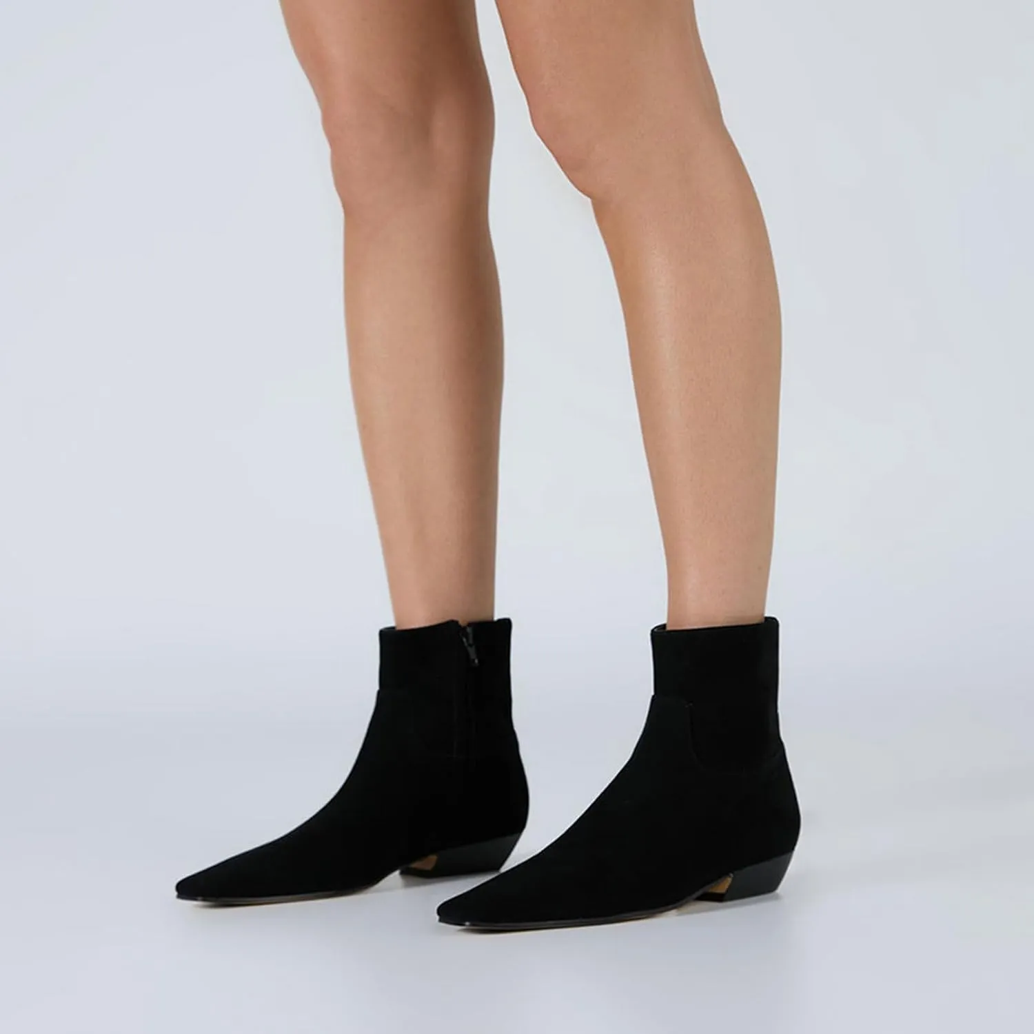 KysBloes Women Square Toe Ankle Boots Low Heel Booties Flats Winter Shoes Comfortable Side Zip Short Boots