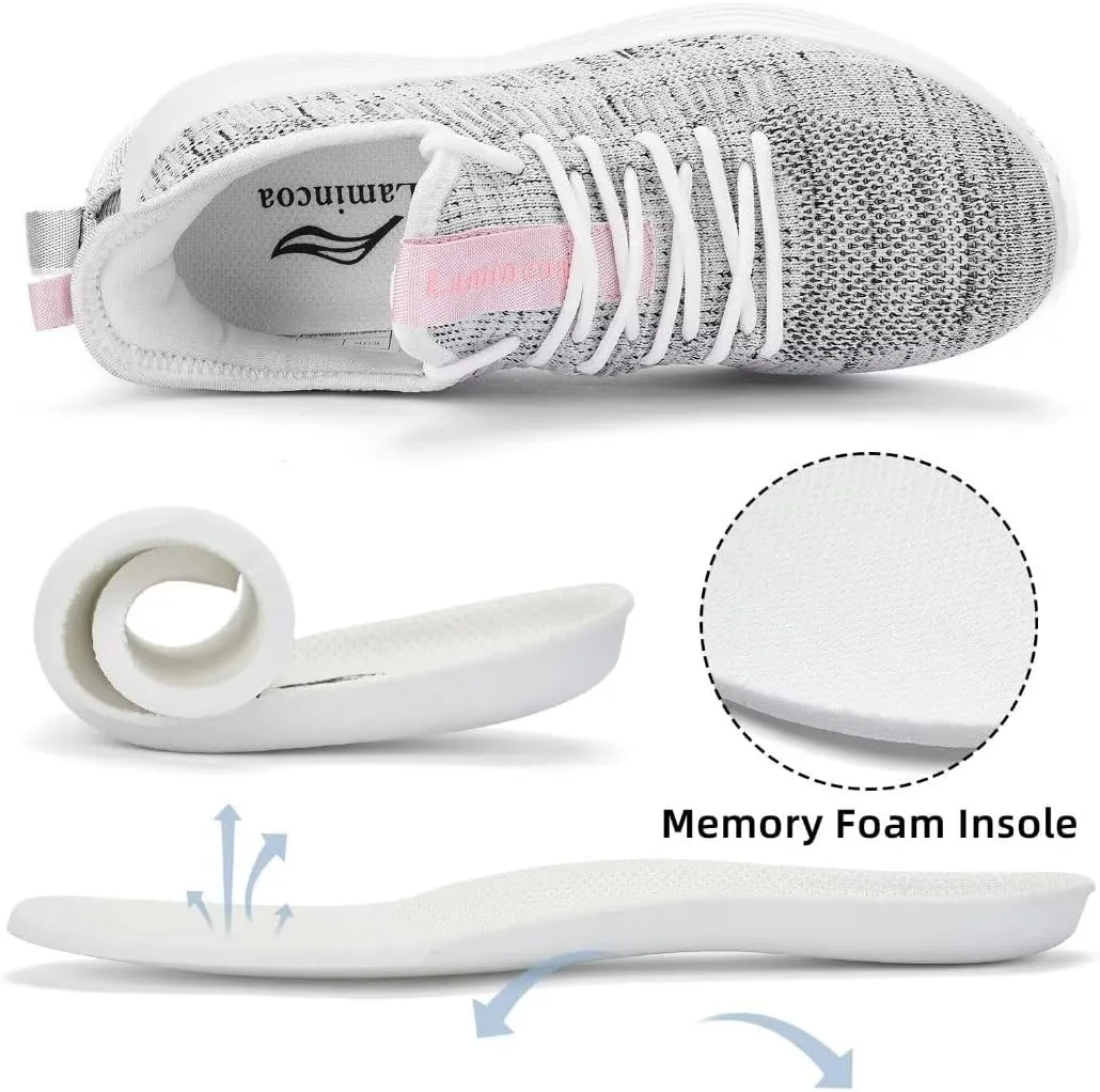 Lamincoa Womens Walking Shoes Slip On Lightweight Memory Foam Cheer Sneakers for Tennis Gym Running Workout Yoga