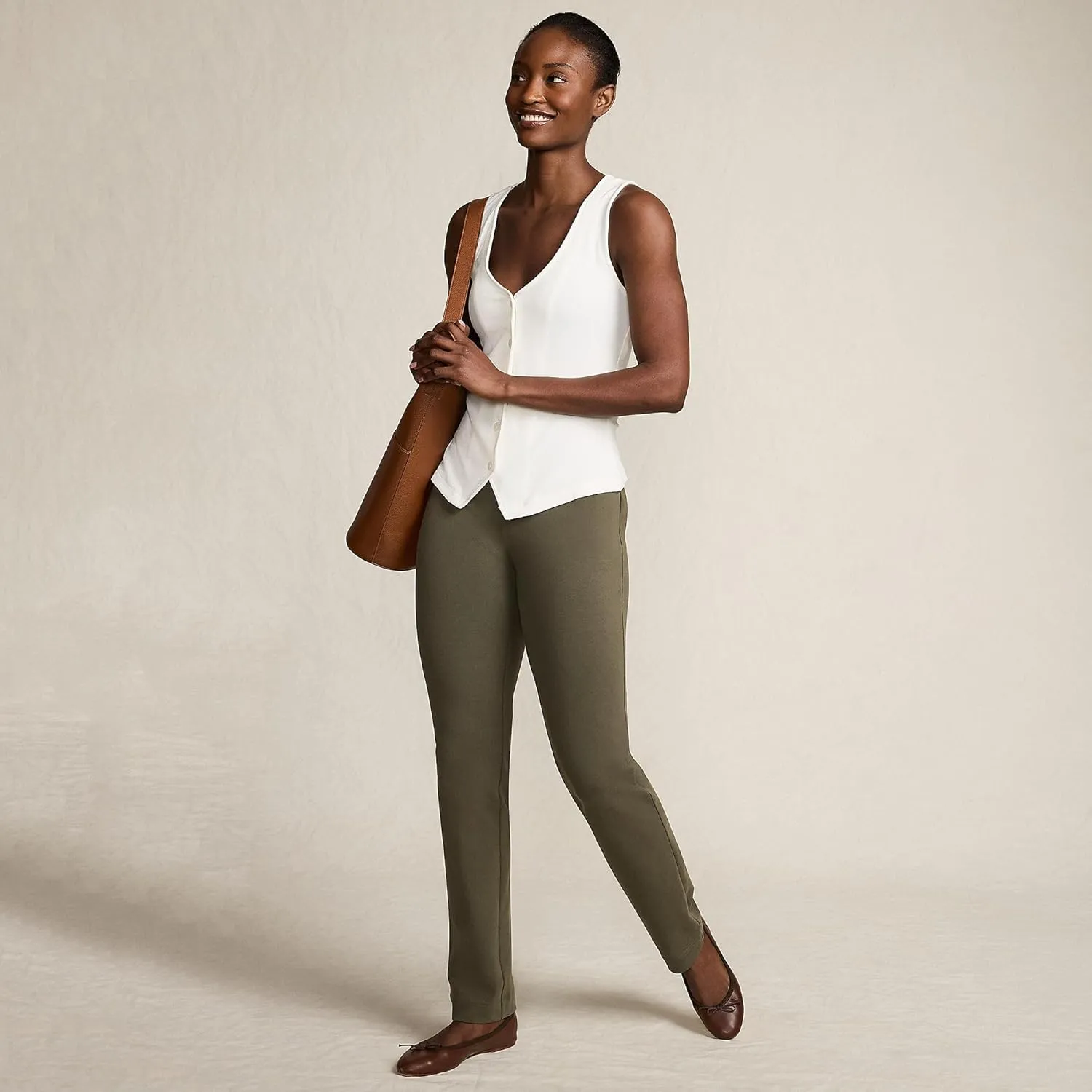 Lands' End Women's Starfish Mid Rise Slim Leg Pants