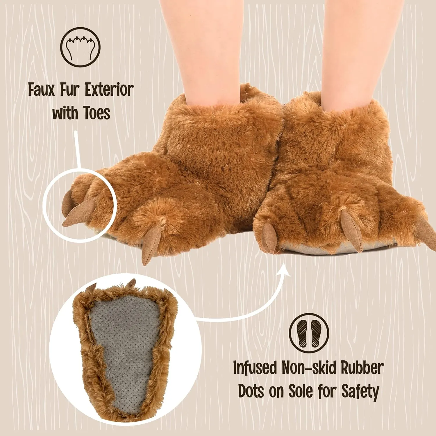 Lazy One Animal Paw Slippers for Kids and Adults, Fun Costume for Kids, Cozy Furry Slippers