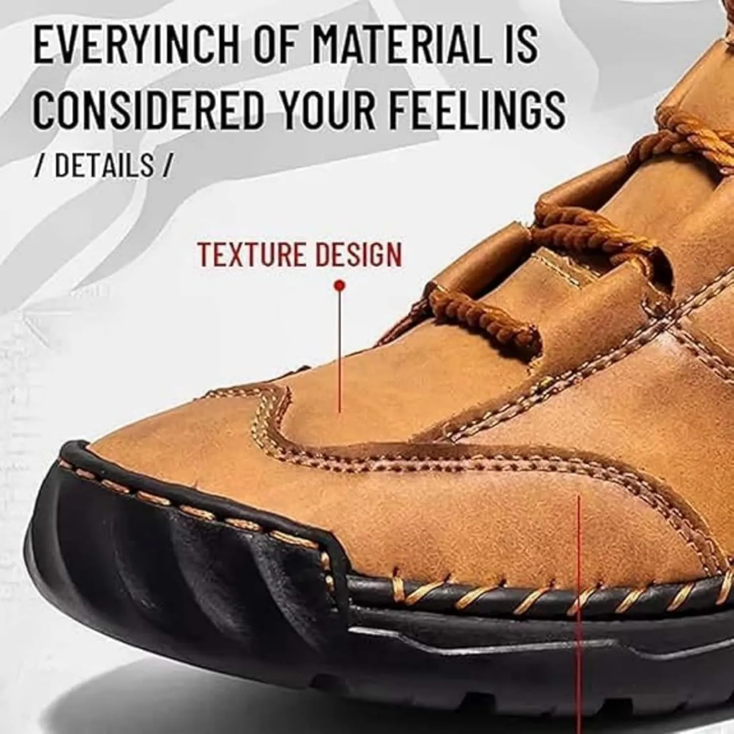 LELEBEAR Sawbehind Mens Boots Waterproof Leather Shoes, Comfortable Handmade Outdoor Boots with Arch Support and Non-Slip Rubber Sole