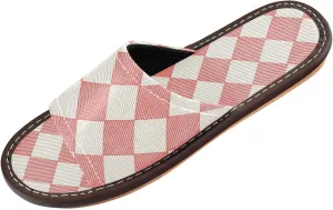 Light Coral Chessboard Men Women's Travel Slippers Reusable Slides Sandals for Bedroom Outdoor Bedroom