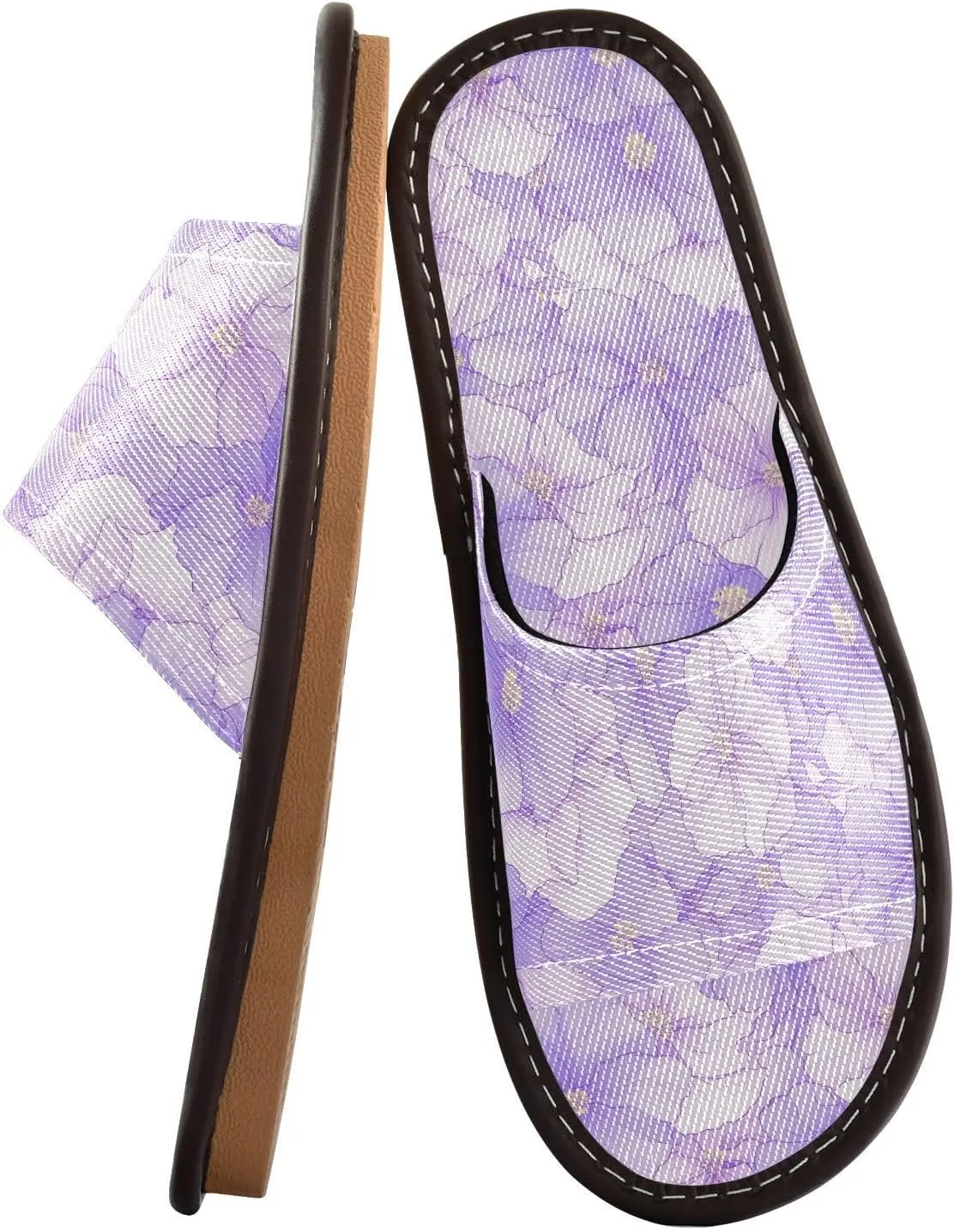 Light Lavender Florals Womens Travel Slippers Breathable Slides Sandals for Outdoor Beach Outdoor