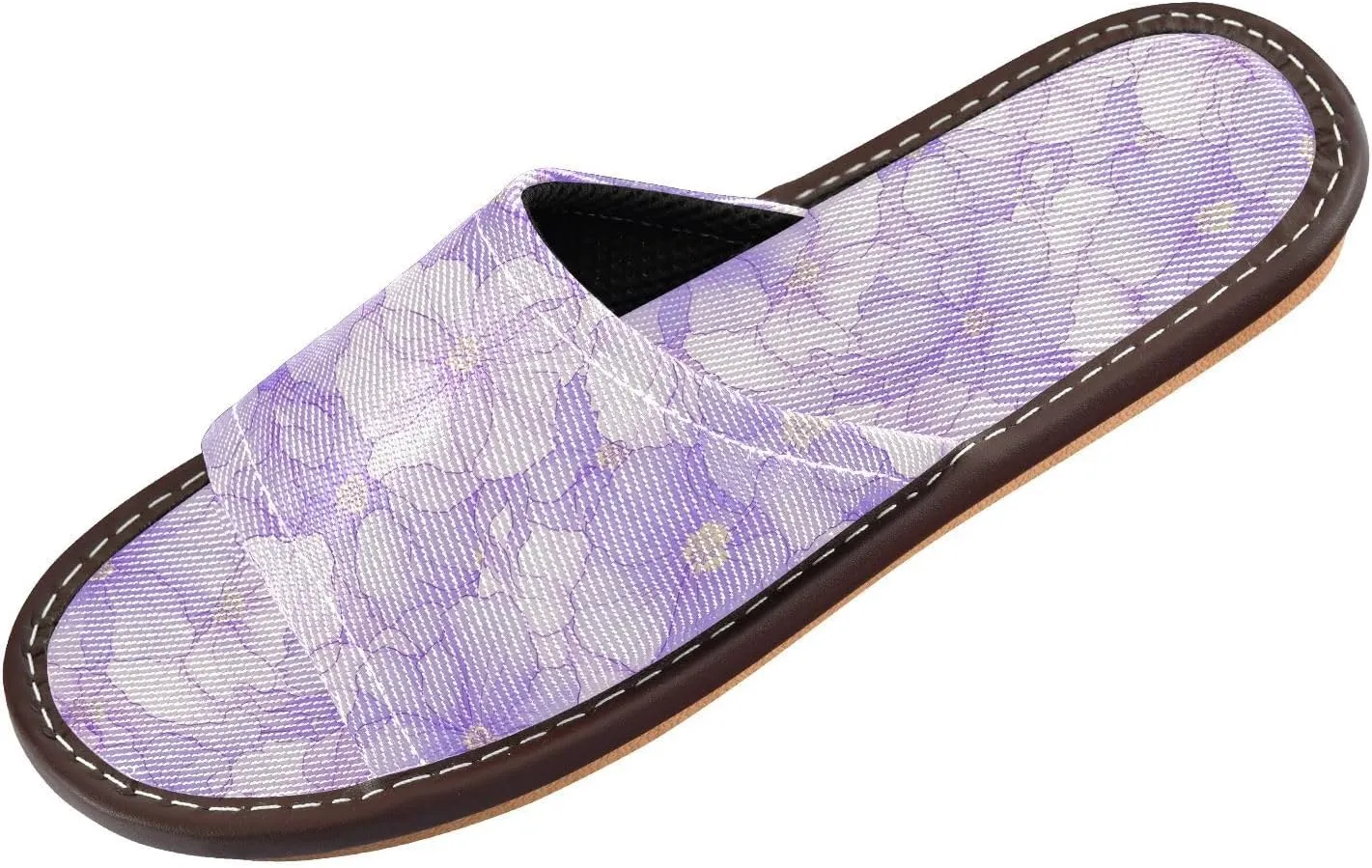 Light Lavender Florals Womens Travel Slippers Breathable Slides Sandals for Outdoor Beach Outdoor