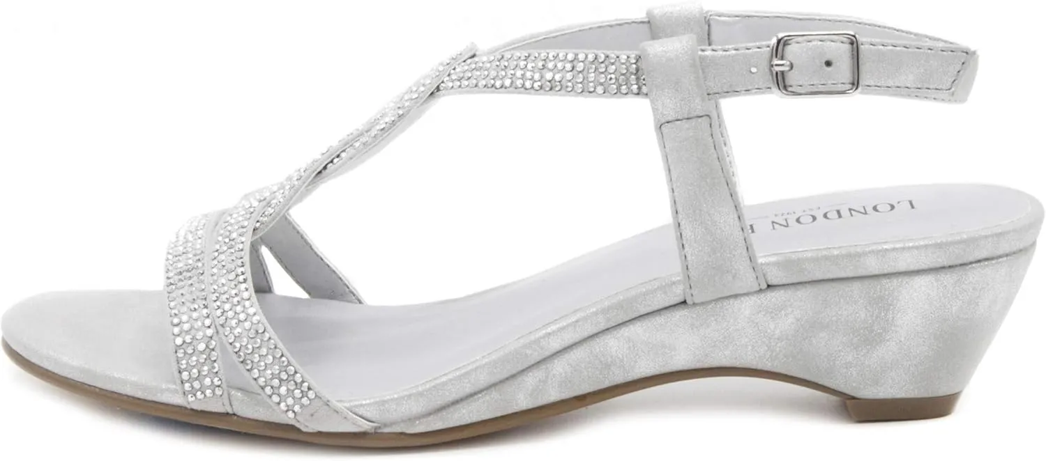 LONDON FOG Womens Macey Demi-Wedge Dress Sandals
