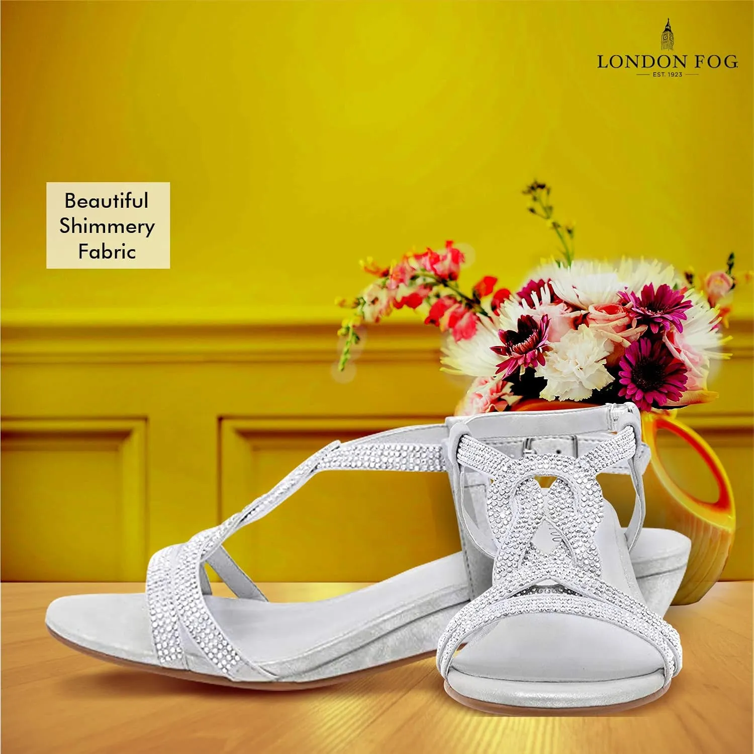 LONDON FOG Womens Macey Demi-Wedge Dress Sandals