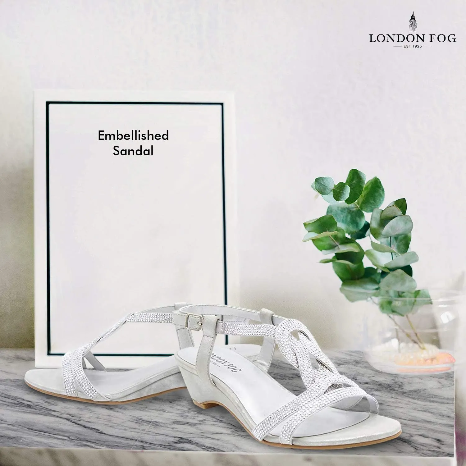 LONDON FOG Womens Macey Demi-Wedge Dress Sandals