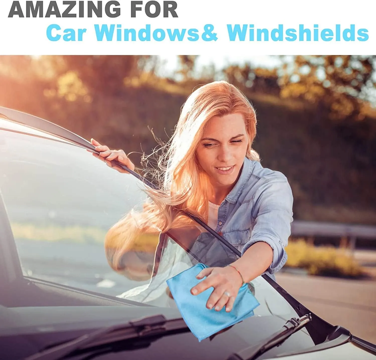 Longmann Window Cleaning Cloth, Glass Cloth, Cleaning Cloth, Streaks Schatches Free (Blue 4 Pack)