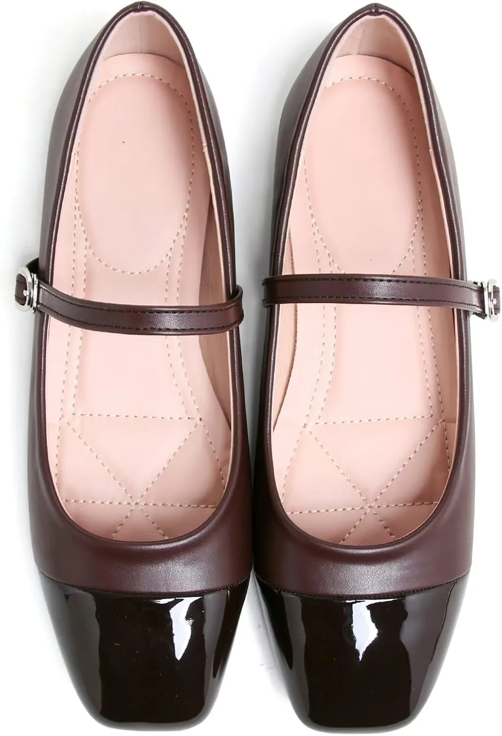 LUXINYU Women Mary Jane Flats Comfortable Leather Shoes Adjustable Buckle Straps Low Heel Round Toe Ballet Flats Work Casual Shoes