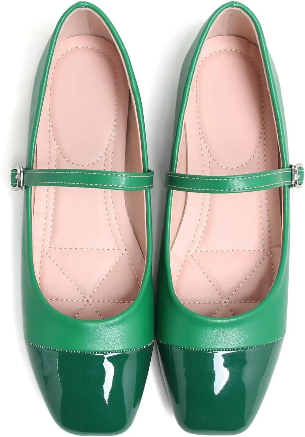 LUXINYU Women Mary Jane Flats Comfortable Leather Shoes Adjustable Buckle Straps Low Heel Round Toe Ballet Flats Work Casual Shoes