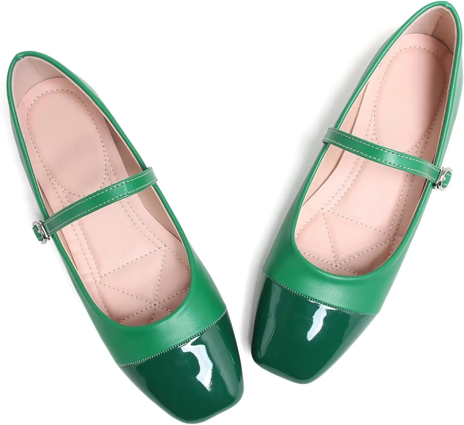 LUXINYU Women Mary Jane Flats Comfortable Leather Shoes Adjustable Buckle Straps Low Heel Round Toe Ballet Flats Work Casual Shoes