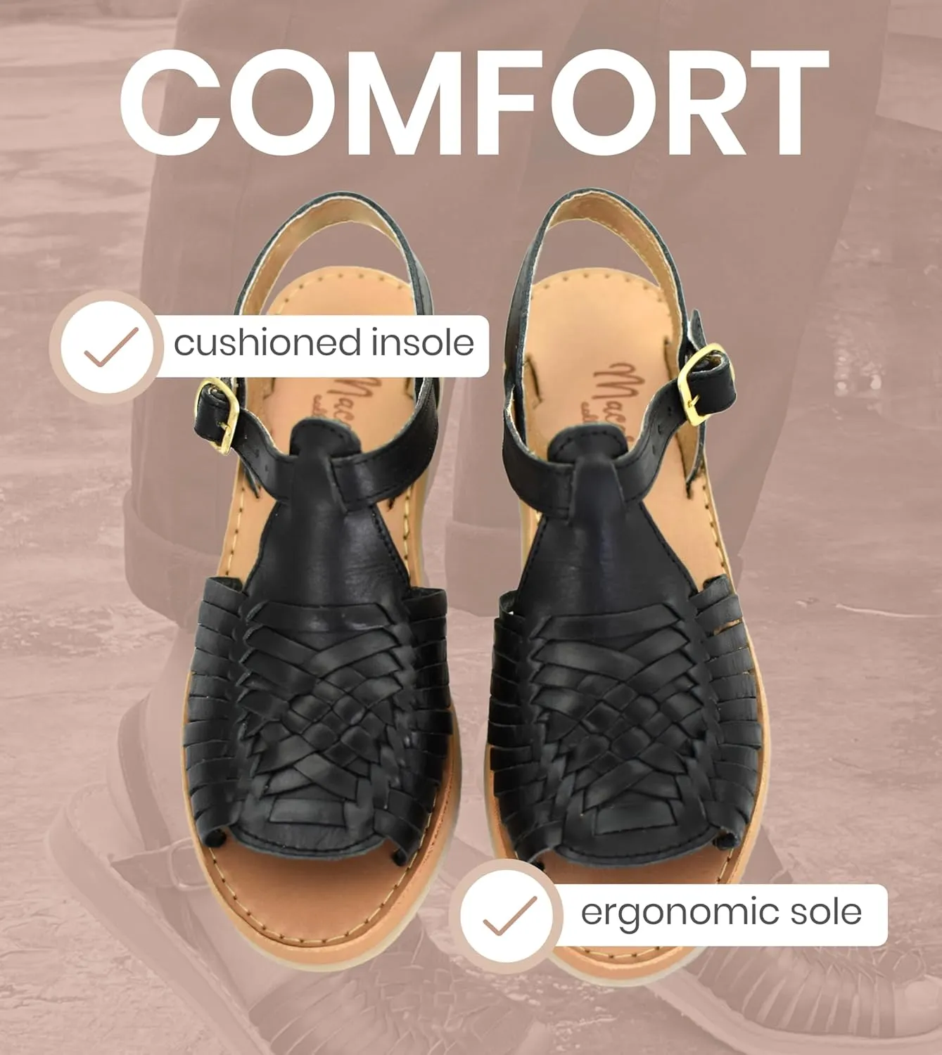 Macarena Collection Womens Shoes Leather Sandals for Women | Huarache Handmade Mexican Sandals Women | Comfortable & Stylish Womens Sandals 3044