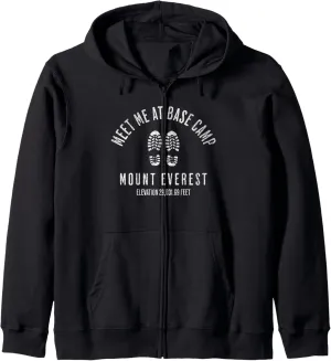 Meet Me At Base Camp Mount Everest Mountain Climbing Boots Zip Hoodie
