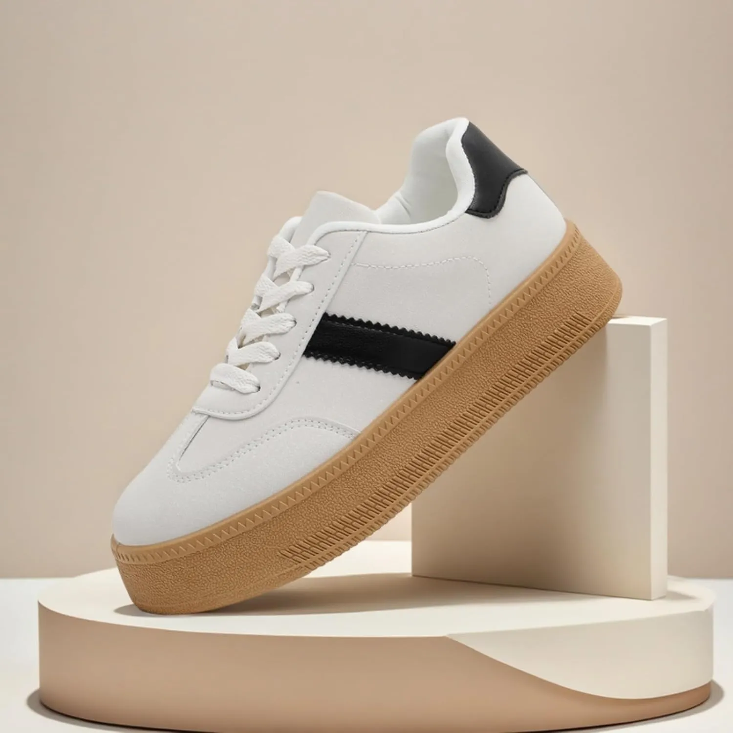 MEMON Womens Fashion Sneakers,Lace Up Platform Sneakers,Lightweight Casual Sneaker,Comfortable Walking Sport Sneakers
