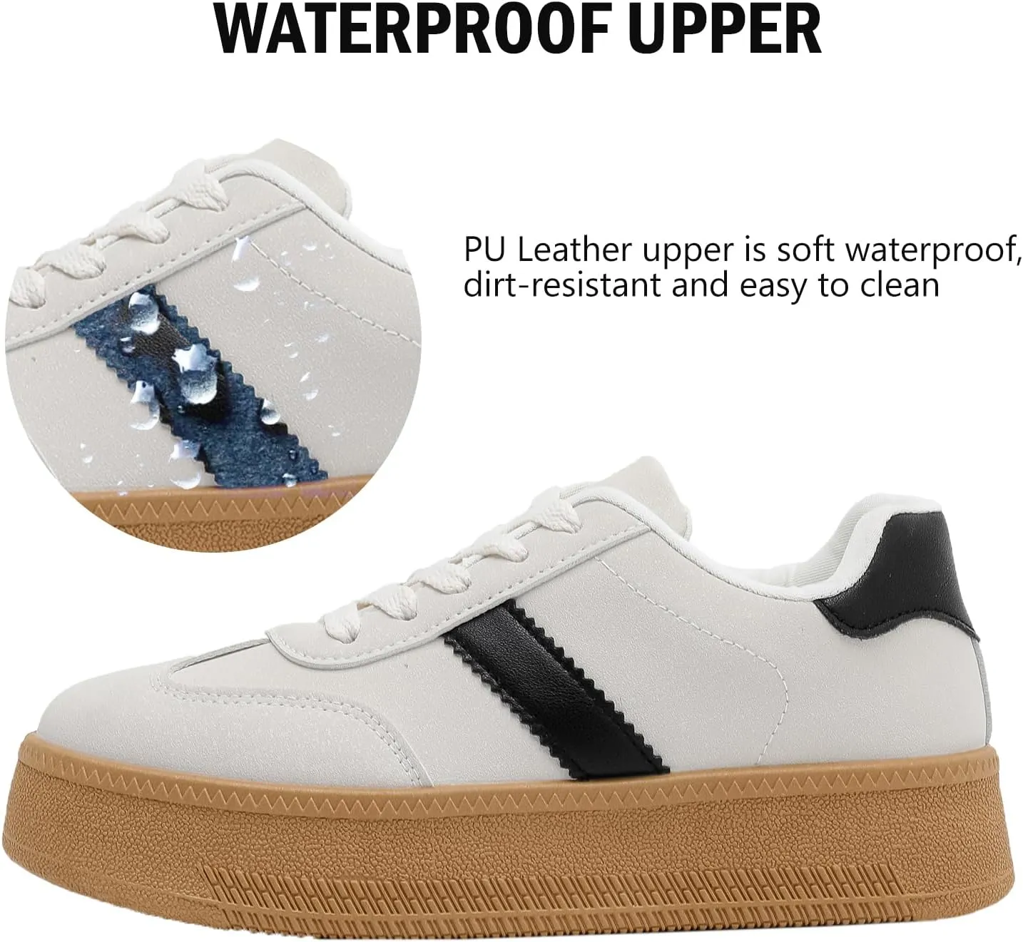 MEMON Womens Fashion Sneakers,Lace Up Platform Sneakers,Lightweight Casual Sneaker,Comfortable Walking Sport Sneakers