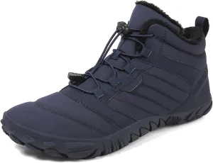 Men's and Women's Barefoot Hiking Boots | Zero Drop Winter Snow Boots with Wide Toe Box | Slip-On Waterproof Ankle Booties | Minimalist Five-Finger Sneakers for Outdoor Hiking and Walking